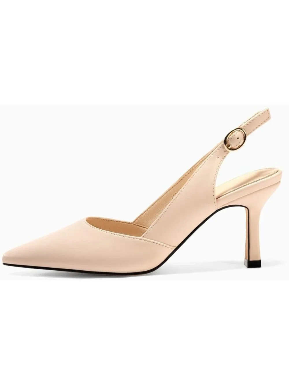 Women's Slingback Kitten Heels Closed Nude/Pu Toe Backless Dress Pumps Shoes
